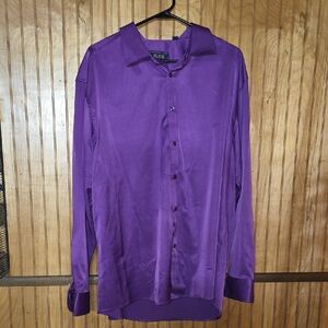 Flex Men's Purple Button-Up Dress Shirt Size 2XL